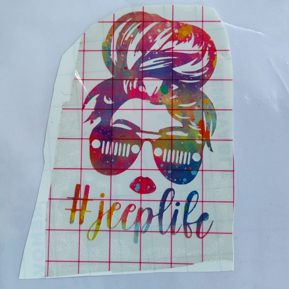 # Jeep Life Messy Bun Sunglasses Woman Vinyl Decal
